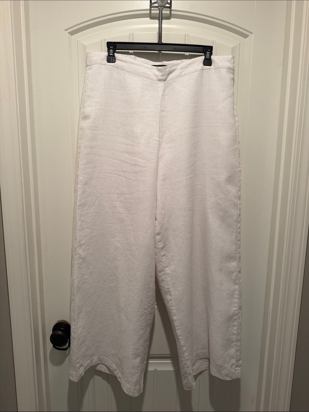 For Cynthia White Wide-Leg Linen Pants